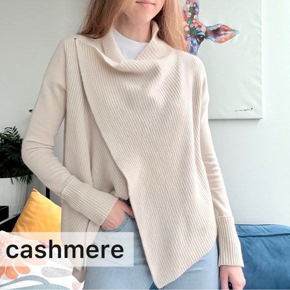 360 cashmere Cashmere Ivory Wrap Long Sleeve Cardigan S - Picture 1 of 11